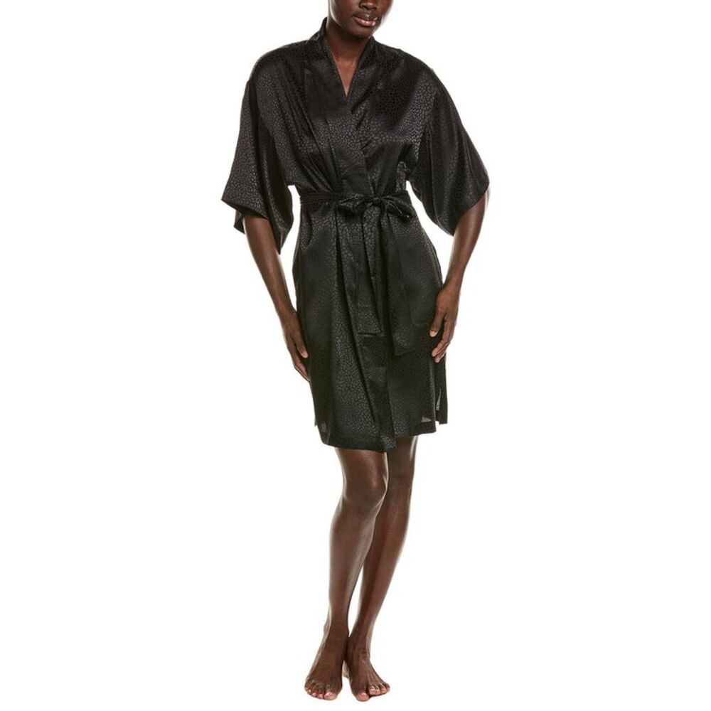 N Natori Womens  Wilderness Satin Jacquard Wrap, Black